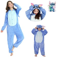 Kids Blue Stitch Cartoon Animal Pajamas Sleepwear Party Cosplay Costume Suit NEW