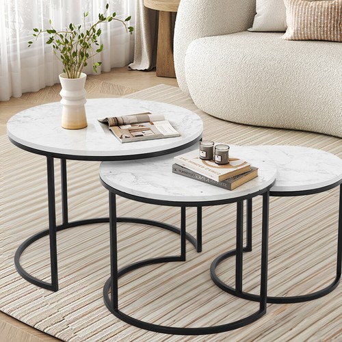 Nested table 3pcs round wooden - nested,