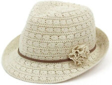 Womens Crushable Lace Trilby Ladies Summer Sun Hat Light Weight Holiday Packable
