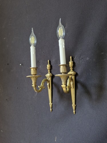 Pair vintage brass wall - pair,
