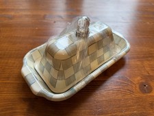 Mackenzie Childs Sterling Check Enamel Butter Box New