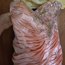 Peach Beaded Prom Dress