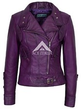 Ladies Leather Jacket Purple