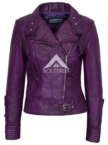 Ladies leather jacket - ladies, purple