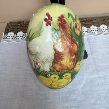 Large Vintage German Papier Mache Easter egg Sweets Container, Nestled Egg 
