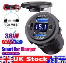 12V 24V Type-C PD USB Car Charger Socket Adapter LED Power Outlet Motorcycle-