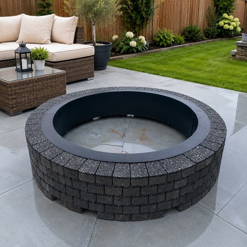 135cm black stone fire pit - pit, kit