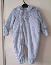 Baby Fur Snowsuit - Gender Neutral Grey - Age 3-6 Months - Mothercare