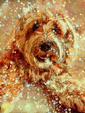 Labradoodle Art Print, Dog Owner Gift, Mixed Media Art Signed by Artist A4 A3 