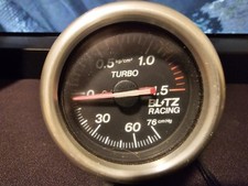 *RARE RETRO JDM* BLiTZ Racing Boost Turbo Gauge Black Face Wrx Sti Evo gc8