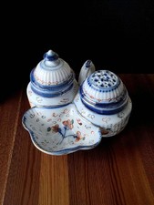 Antique Hand Painted Porcelain Cruet Set – Imari Style, Meiji Era, c.1900