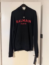 BALMAIN LOGO BLACK RED HOODIE