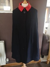 Vintage Navy Wool With Red Wool Lined Nurses Cape L 