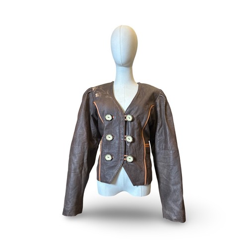 Joyline brown leather jacket - brown,