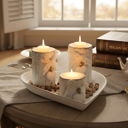 Set wooden tealight - of,