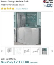 Walk in Disabilty Bath With Door, Bath Panel, Built in Seat & Mixer Shower Taps