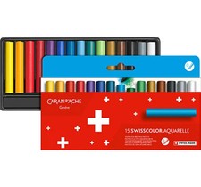 Caran d'Ache Swisscolor Water Soluble Wax Pastels 15 Assorted Colours