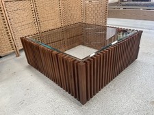 Swoon Klaus Coffee Table, Acacia, Brass & Glass, Square