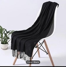1pc Women's Elegant Fringed Shawl Scarf,Soft Long Fringe Wrap, All-Season Warmth