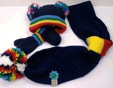 Girls and Boys Hat Gloves Scarf Children Comfort Winter 3pcs/Set Knitted Cute