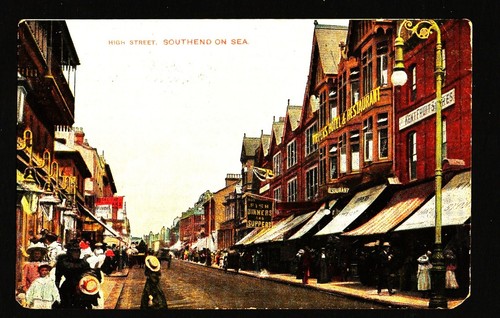 Old postcard high street - postcard:,