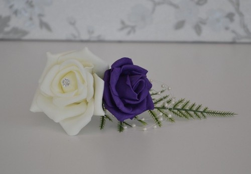 Purple rose double corsage - rose,