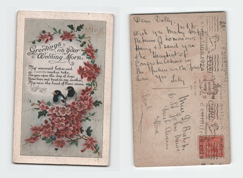 Vintage postcard wedding - vintage,