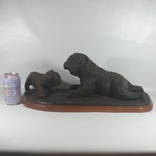 Caesar Yanez British Bulldog & Puppy Sculpture Cold Cast Bronze Me And My Dad