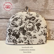 Handmade linen tea cosy- Cabbages & Roses Paris Rose Black