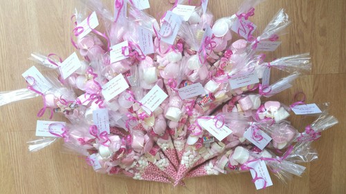 Pink pre filled sweet cones - pre-filled,