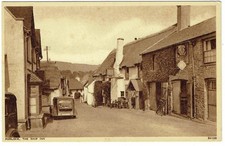 VINTAGE PHOTOCHROM SEPIA POSTCARD, SOMERSET, THE SHIP INN, PORLOCK