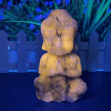 0.7LB 4" Natural Sodalite And Quartz Baby Buddha Carving Crystal Energy Reiki