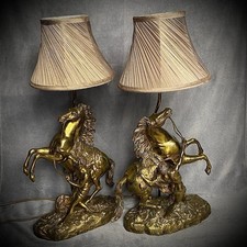 Pair of Solid Brass Horse Table Lamps – Marly Horses by Coustou - 9.5kg Each