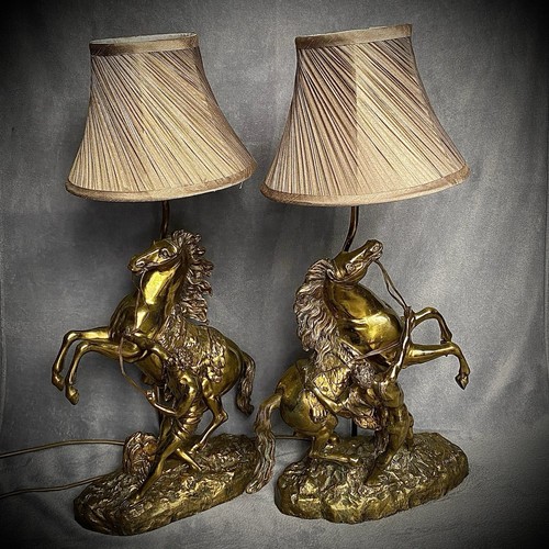 Brass horse table lamps - brass,