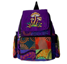 Colorful Patchwork Mushroom Backpack – Boho Style – Unique & Handmade