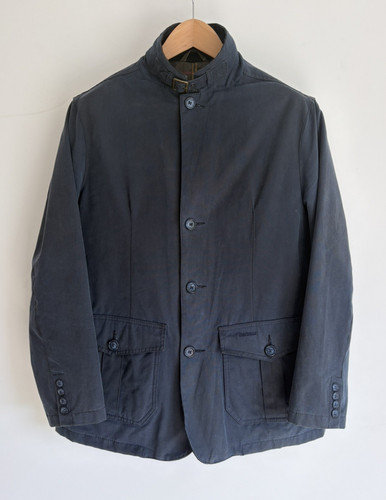 Barbour lutz wax jacket navy - lutz,