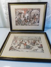 Anton Pieck Vintage 1970s Prints x2  Framed Dutch Artist Holland 