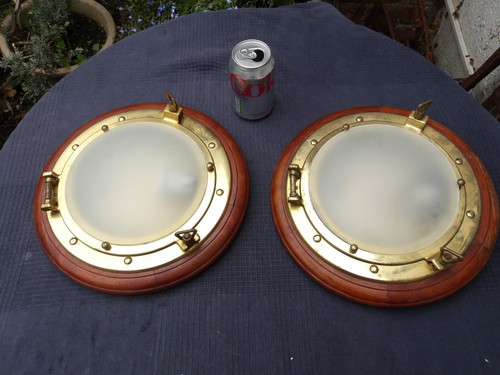 Pair lightique brass ships - brass,