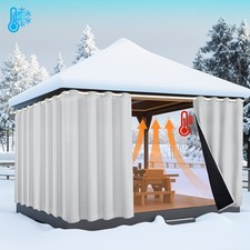 Thick Blackout Winter Curtains Windproof Outdoor Pergola Curtains Drapes Gazebo