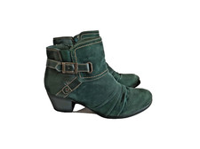 Earth Spirit Forest Green Suede Ankle Boots With Zip UK 8