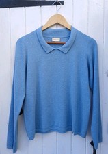POETRY WOMENS 100% ORGANIC COTTON LIGHT BLUE COLLARED JUMPER - LONG SLEEVE -UK 8