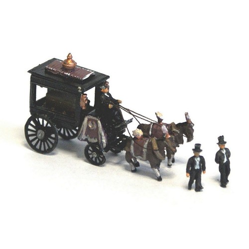 Horse drawn hearse - horse, figures