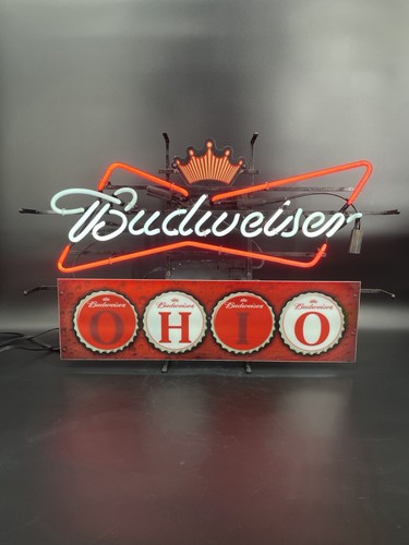 Budweiser ohio neon beer sign - budweiser,