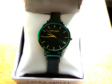 Laura Ashley wrist watch with magnetic bracelet strap, shimmering rainbow metal