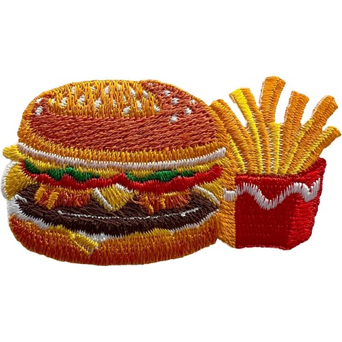 Burger fries embroidered - burger,