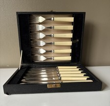 Vintage Boxed EPNS Fish Cutlery Set – 12 Piece with Ivorine Handles