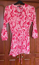 Zara Ladies Red & White Floral Dress, Long Sleeve Size L