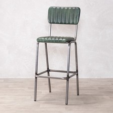 REAL LEATHER BAR STOOLS RIBBED