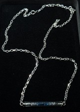 London Blue Topaz Bar Necklace 925 Sterling Silver T-Bar Pendant Charm Chain