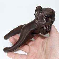 A Charming Antique Novelty Carved Wood Nut Cracker In The Form Of A Monkey.